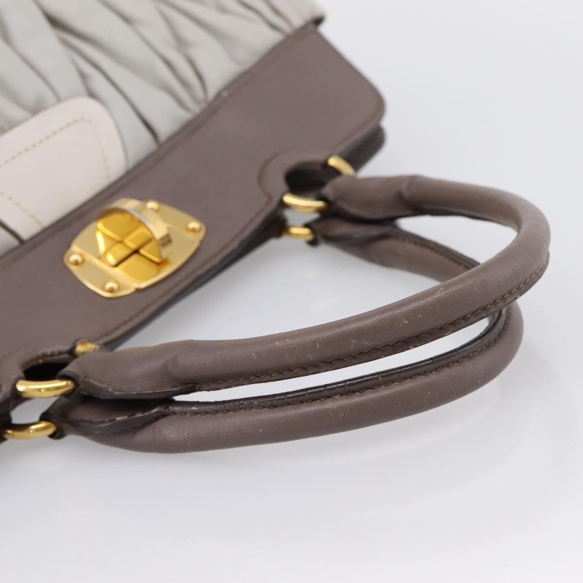Miu Miu Matelasse Hand Bag Leather 2way Gray Gold Tone Auth 199342A