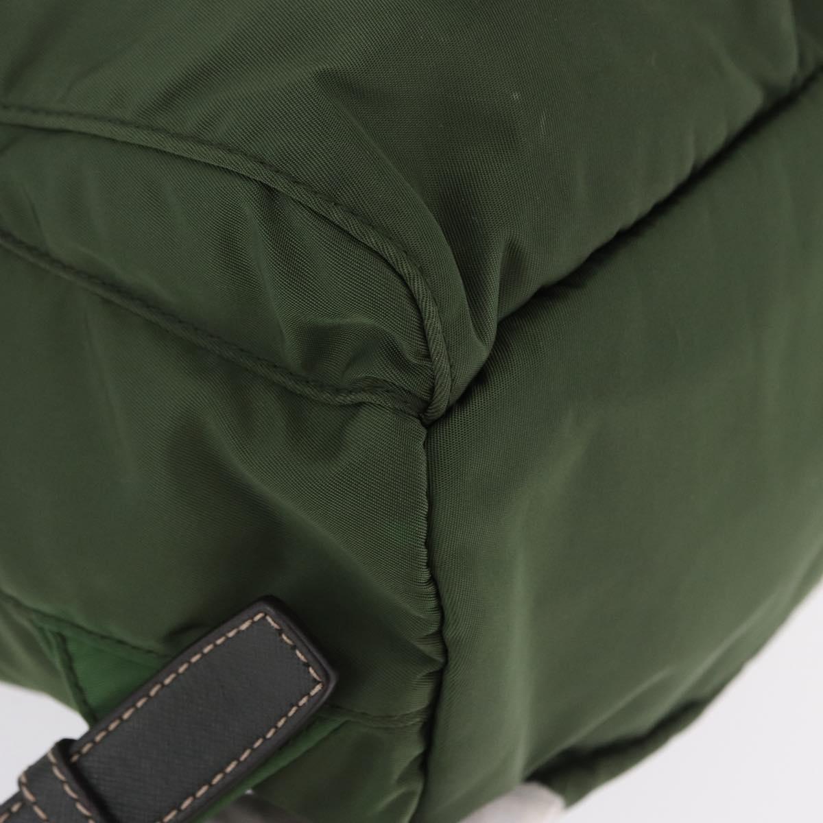 PRADA Backpack Nylon Green Gold Tone Auth 199343A