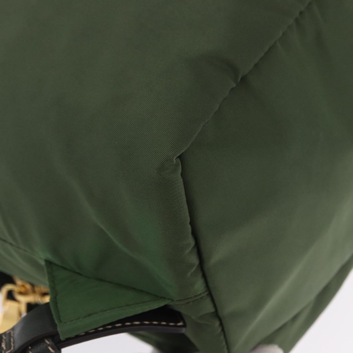 PRADA Backpack Nylon Green Gold Tone Auth 199343A