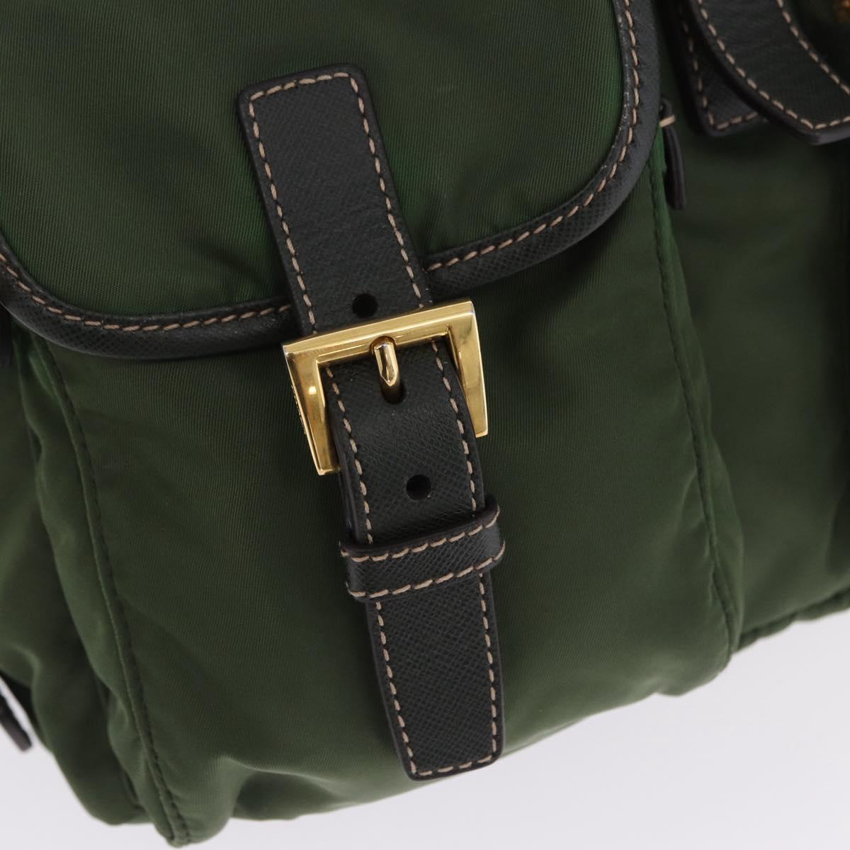 PRADA Backpack Nylon Green Gold Tone Auth 199343A
