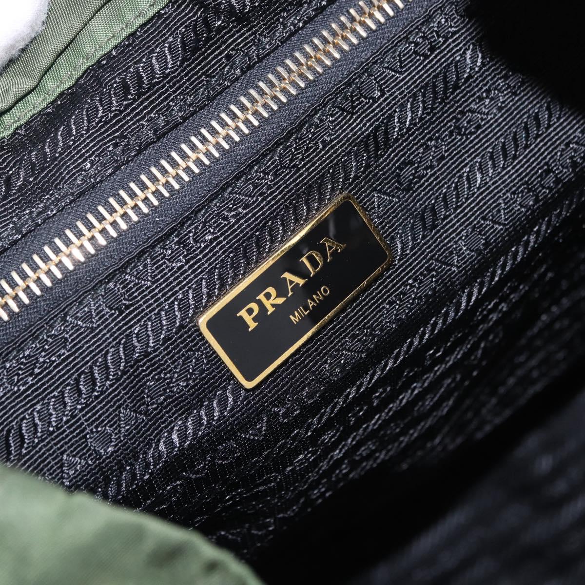 PRADA Backpack Nylon Green Gold Tone Auth 199343A