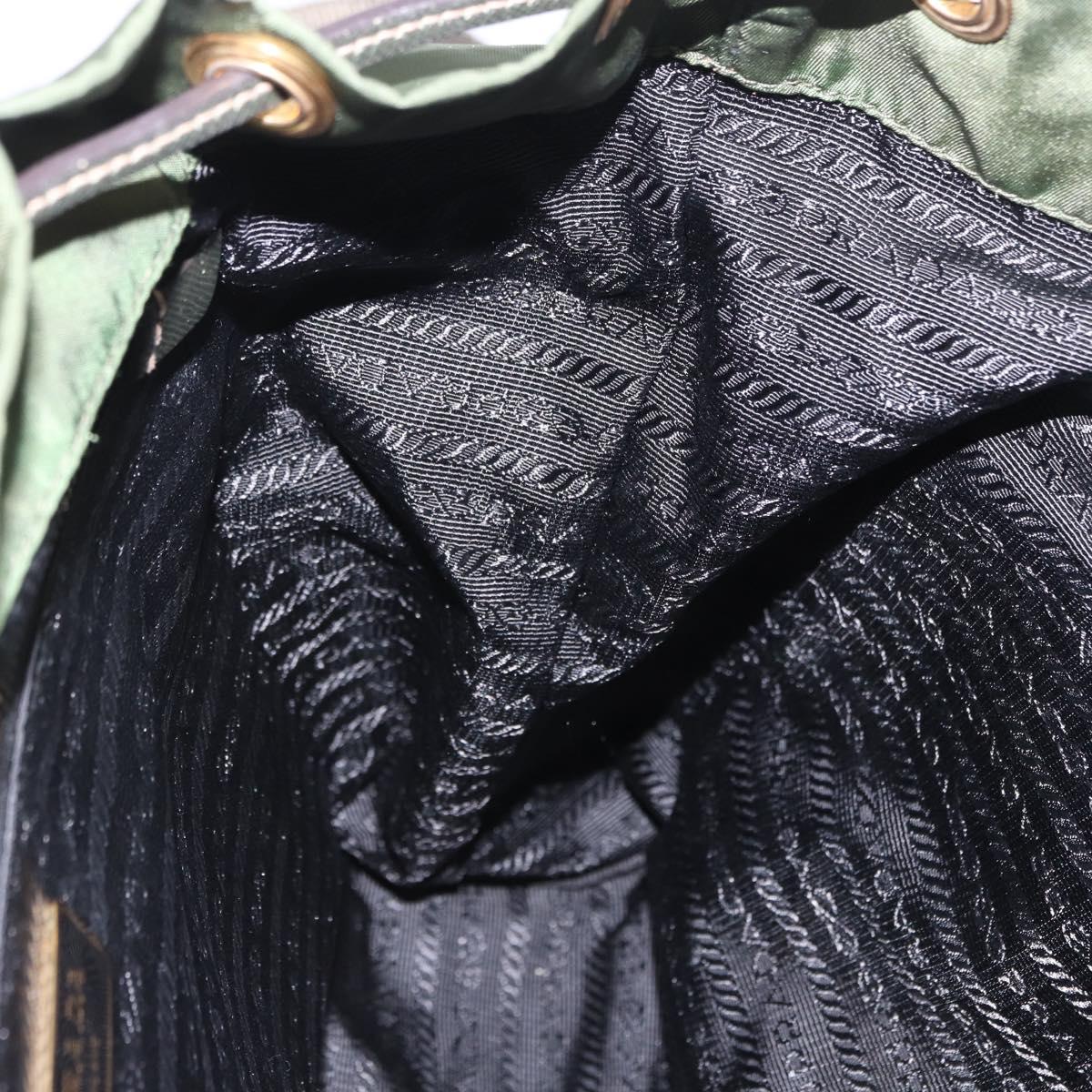 PRADA Backpack Nylon Green Gold Tone Auth 199343A