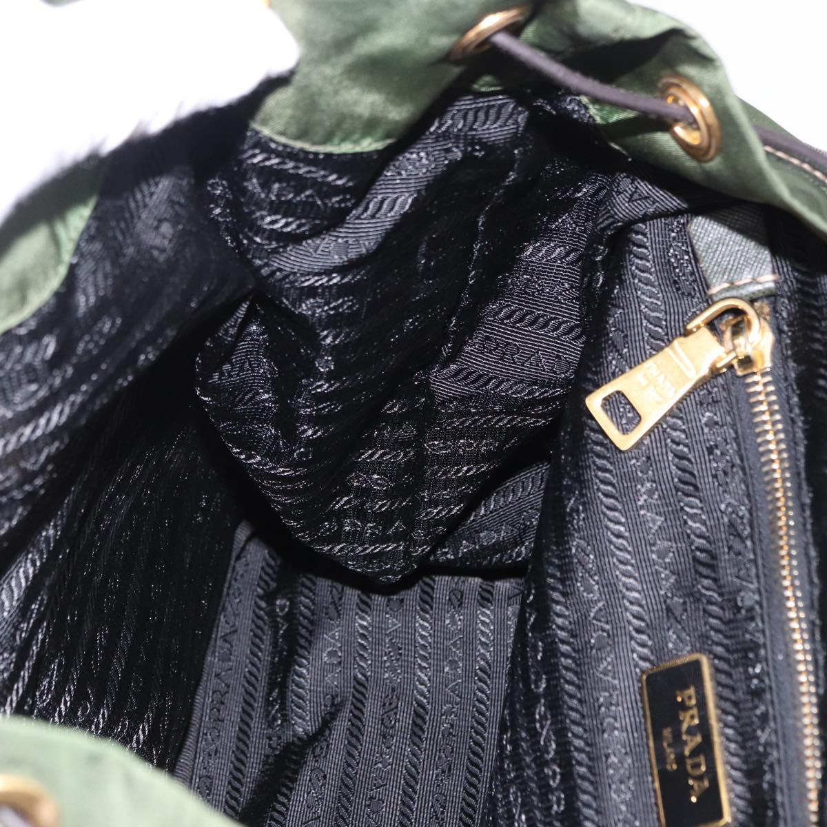 PRADA Backpack Nylon Green Gold Tone Auth 199343A
