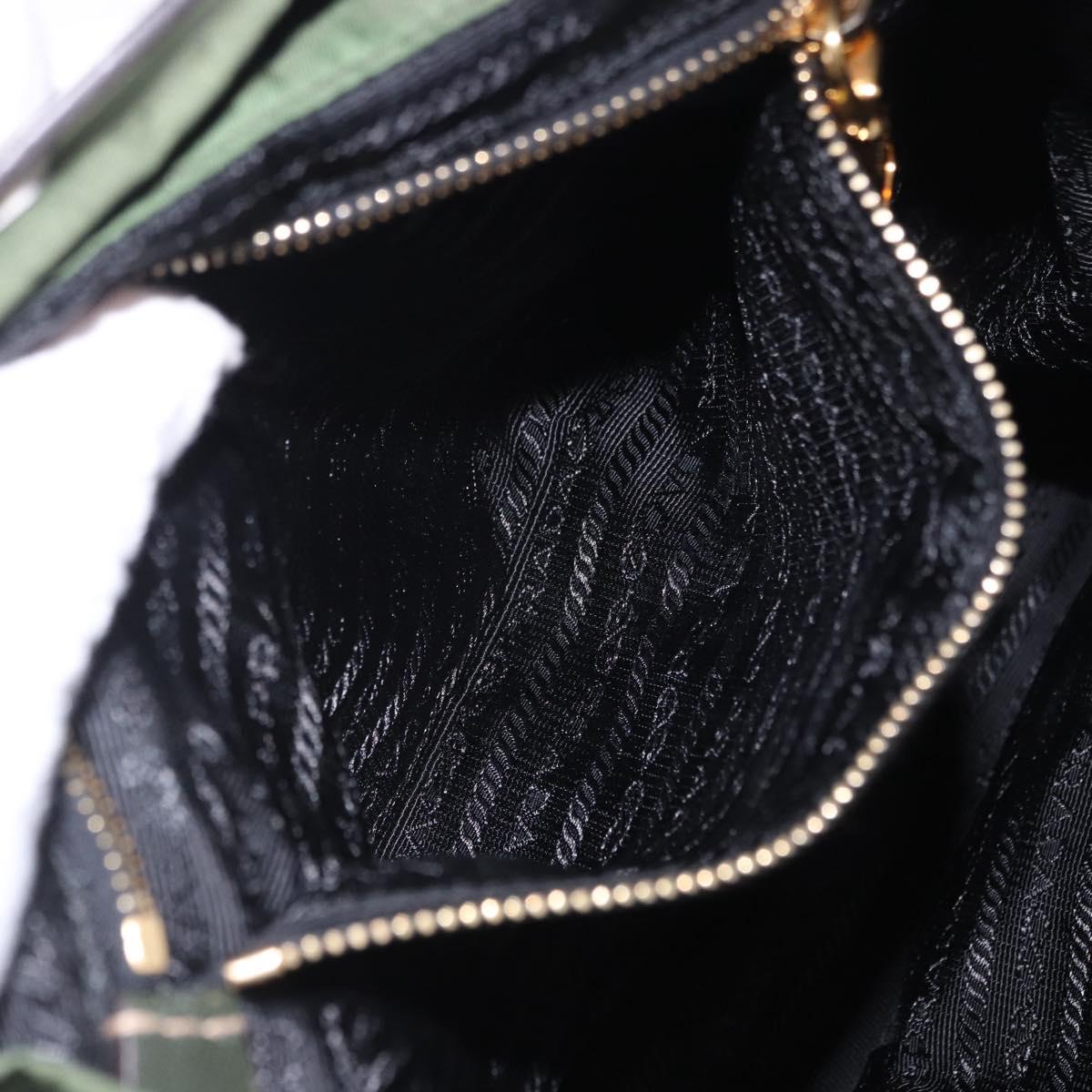PRADA Backpack Nylon Green Gold Tone Auth 199343A