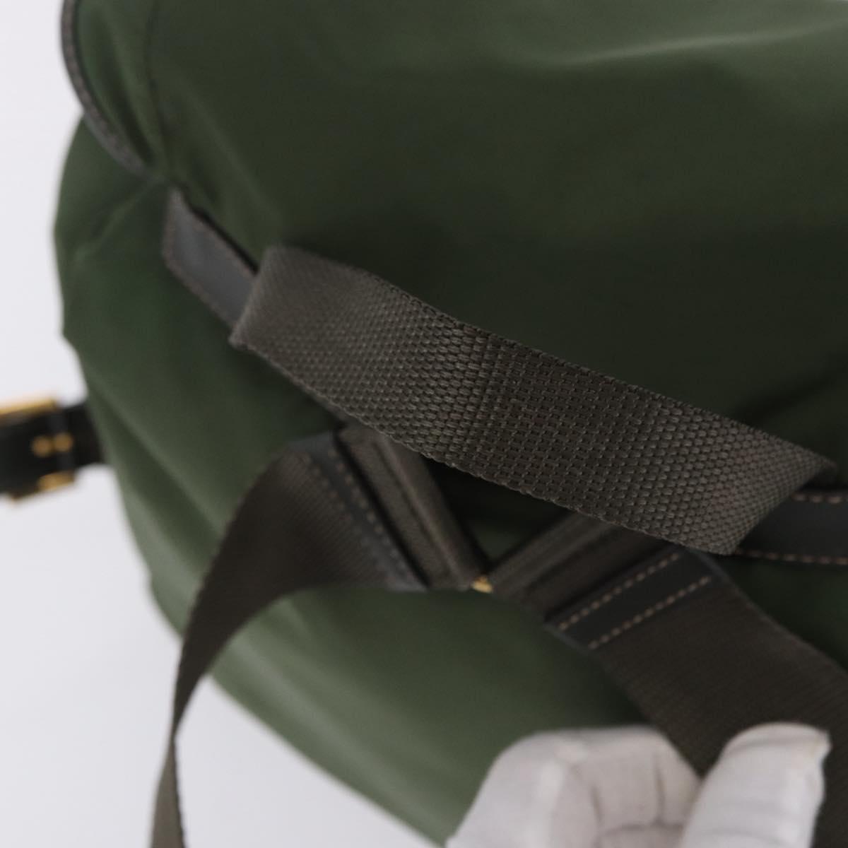 PRADA Backpack Nylon Green Gold Tone Auth 199343A