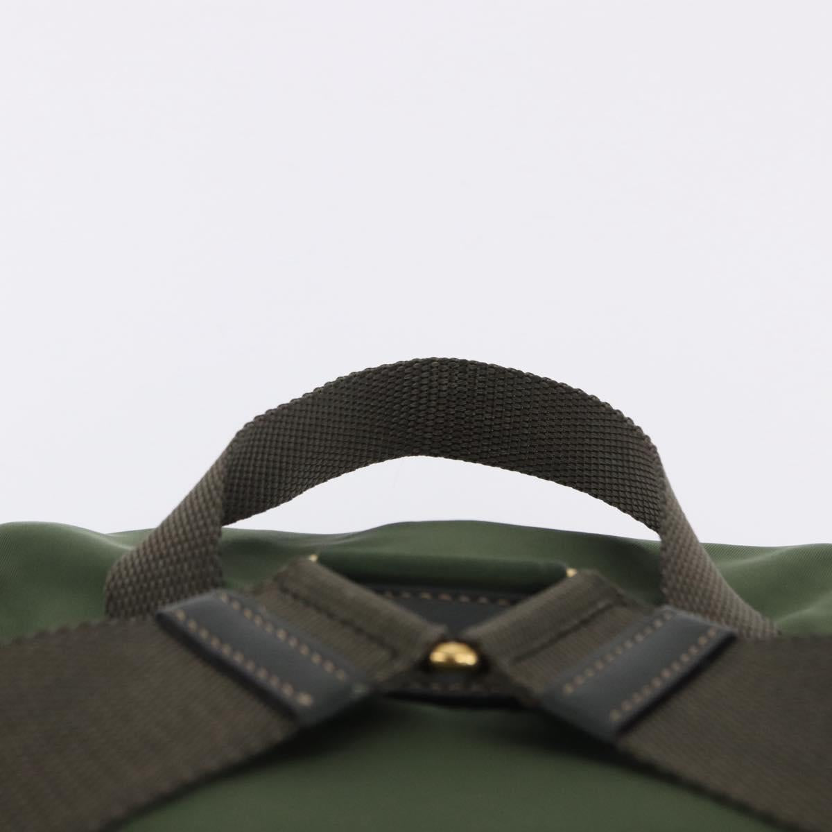 PRADA Backpack Nylon Green Gold Tone Auth 199343A