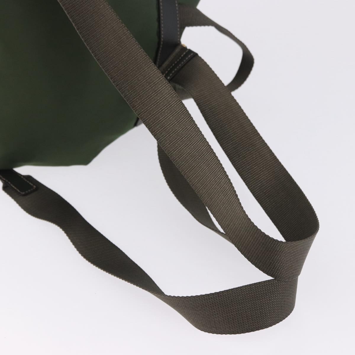 PRADA Backpack Nylon Green Gold Tone Auth 199343A