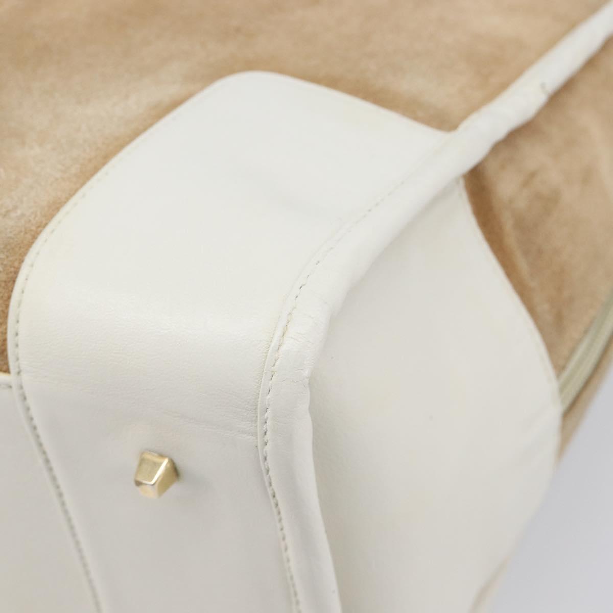 LOEWE Amazona 32 Hand Bag Suede Beige Gold Tone Auth 199344A