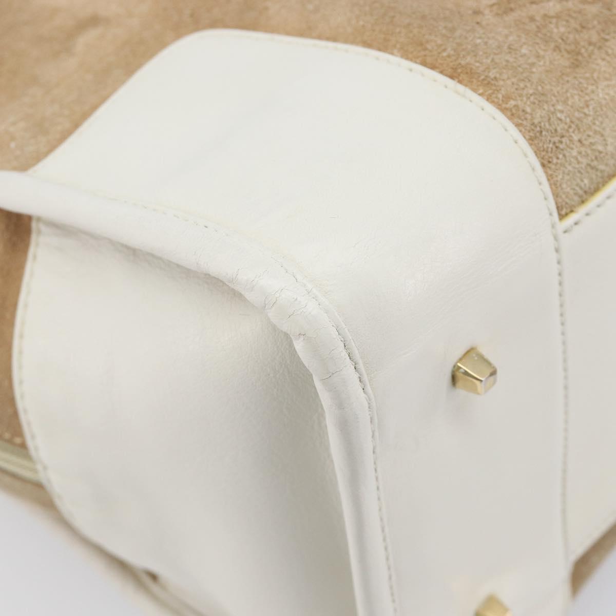 LOEWE Amazona 32 Hand Bag Suede Beige Gold Tone Auth 199344A