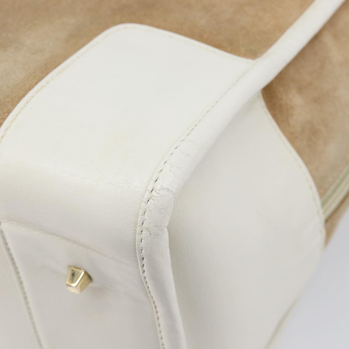 LOEWE Amazona 32 Hand Bag Suede Beige Gold Tone Auth 199344A