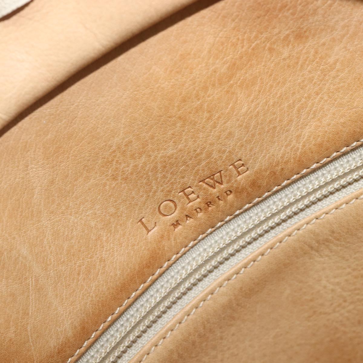 LOEWE Amazona 32 Hand Bag Suede Beige Gold Tone Auth 199344A