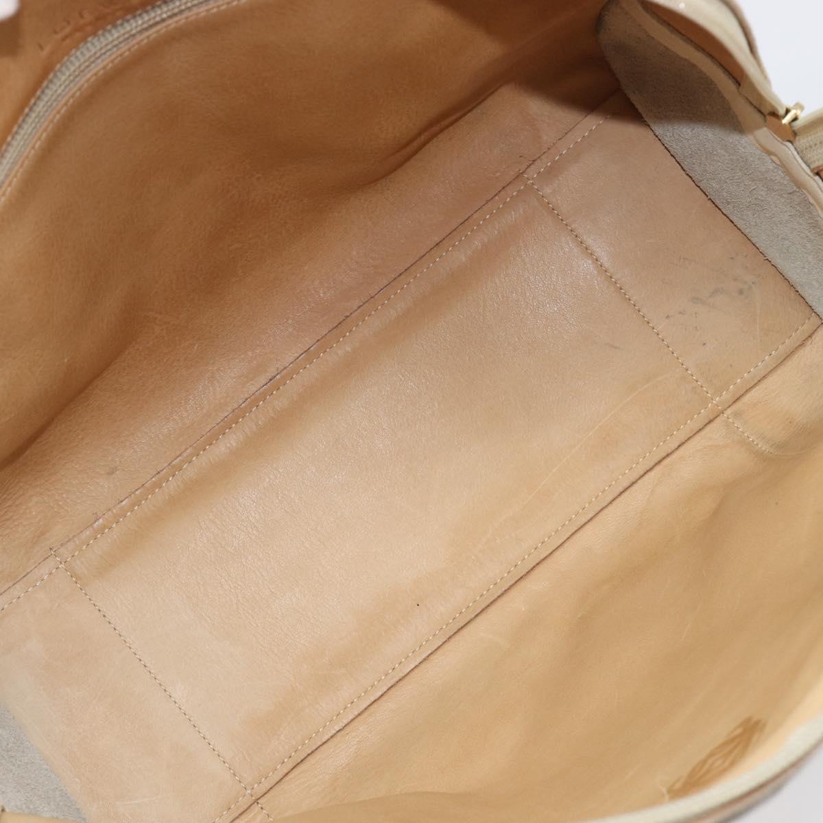 LOEWE Amazona 32 Hand Bag Suede Beige Gold Tone Auth 199344A