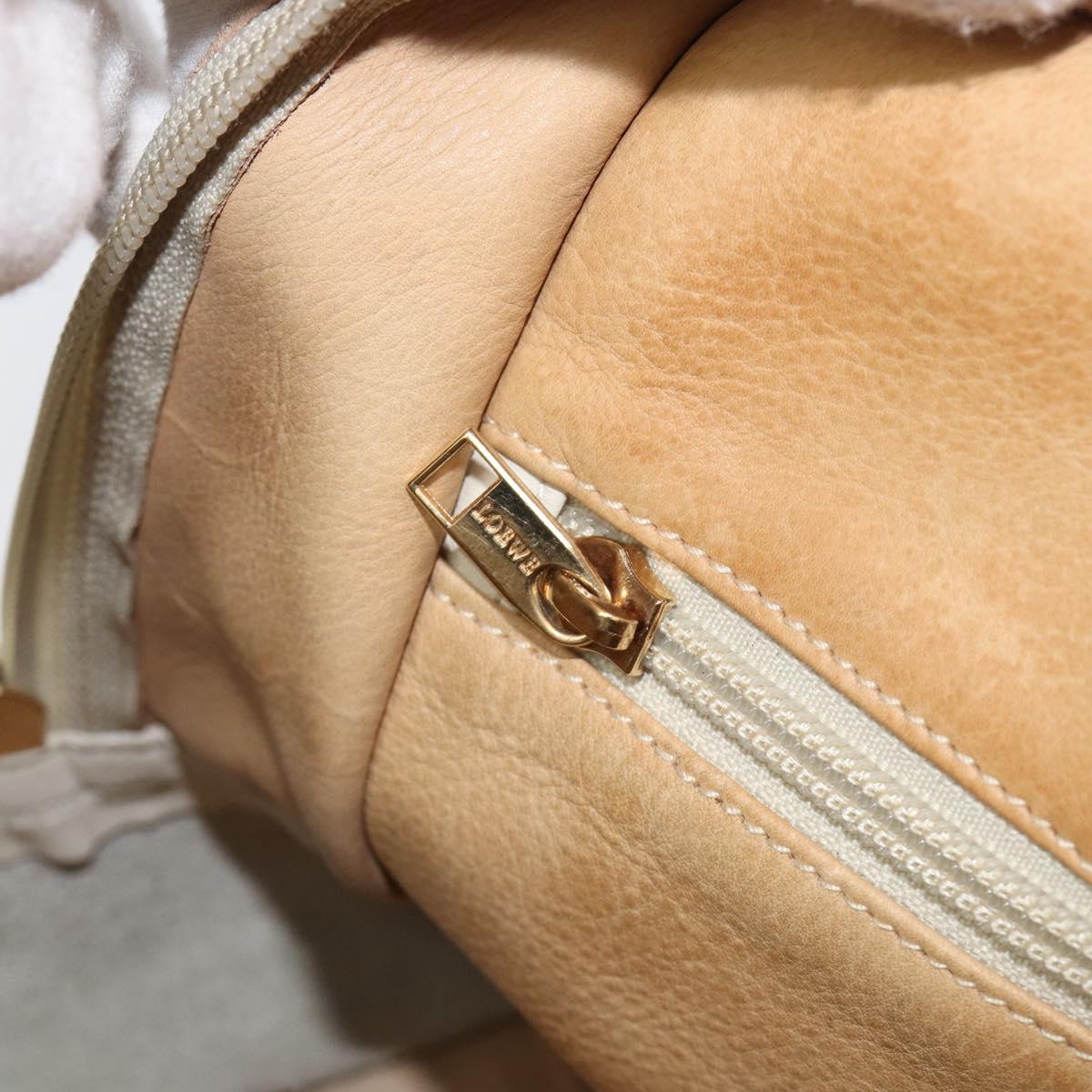 LOEWE Amazona 32 Hand Bag Suede Beige Gold Tone Auth 199344A