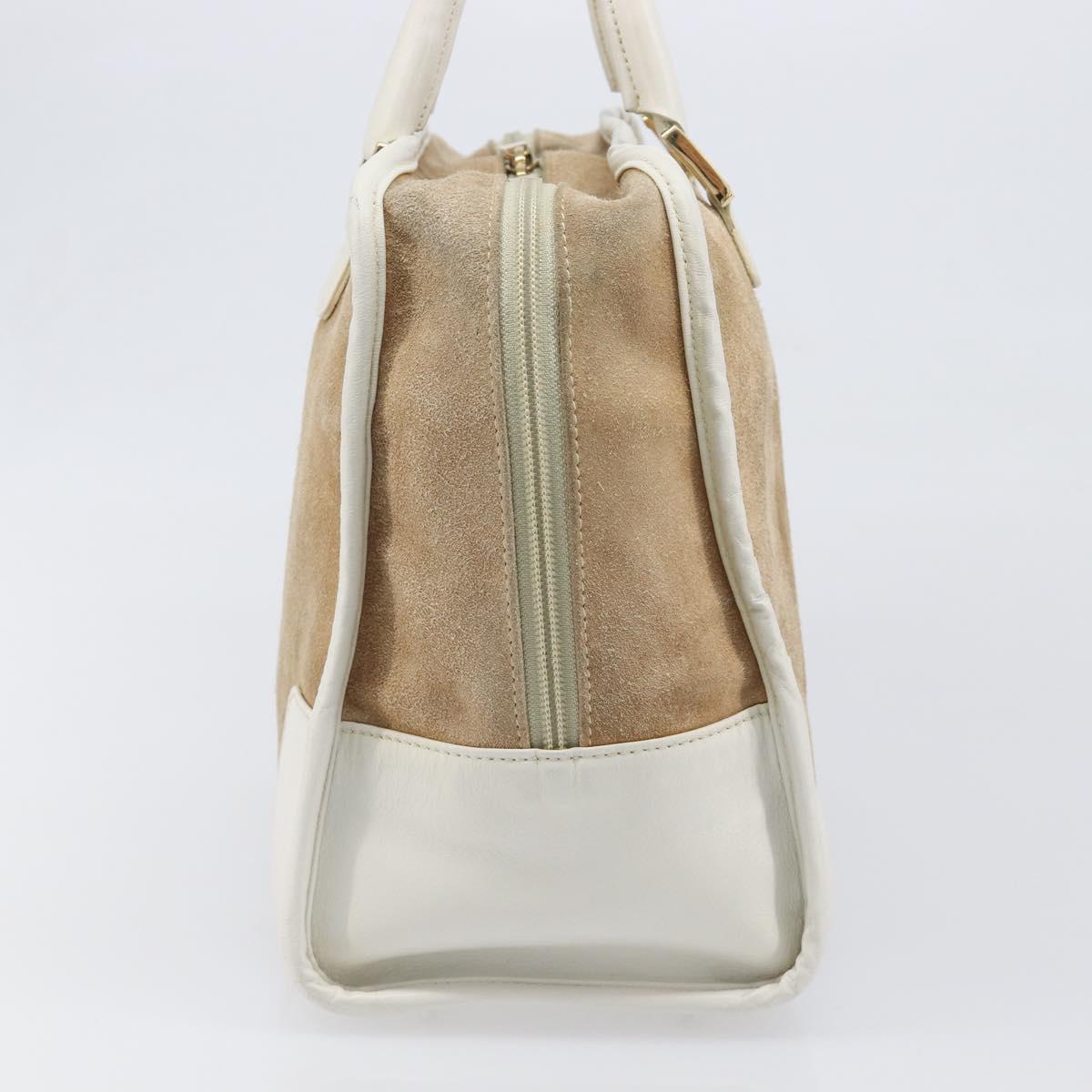 LOEWE Amazona 32 Hand Bag Suede Beige Gold Tone Auth 199344A