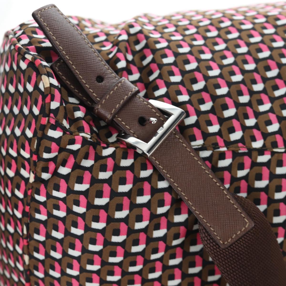 PRADA Backpack Nylon Pink Brown Auth 199345V