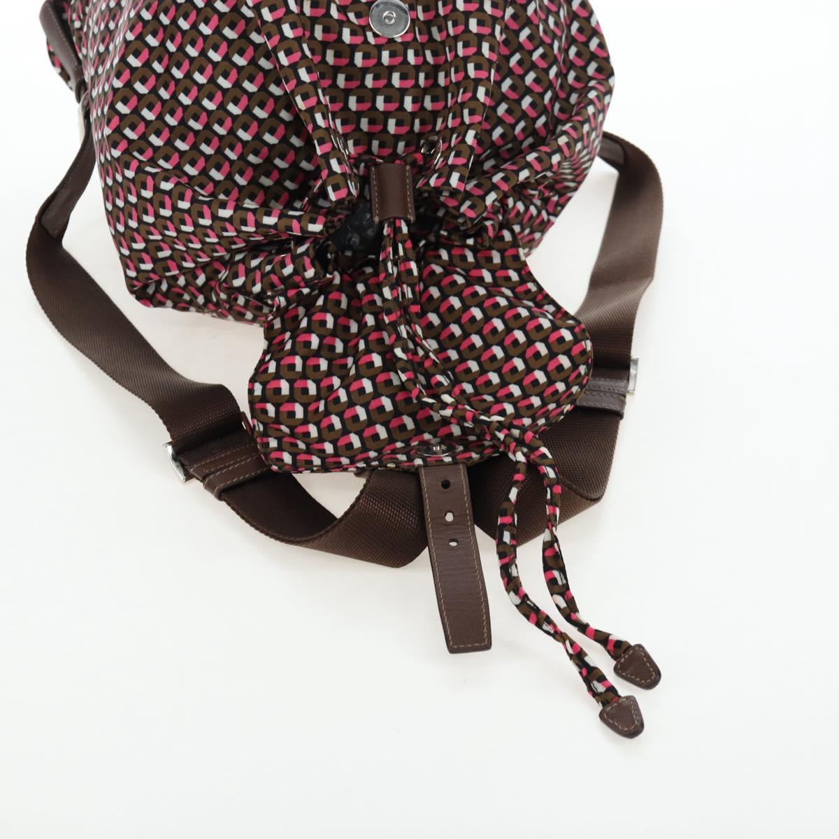 PRADA Backpack Nylon Pink Brown Auth 199345V