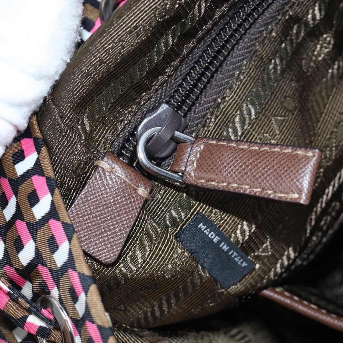 PRADA Backpack Nylon Pink Brown Auth 199345V