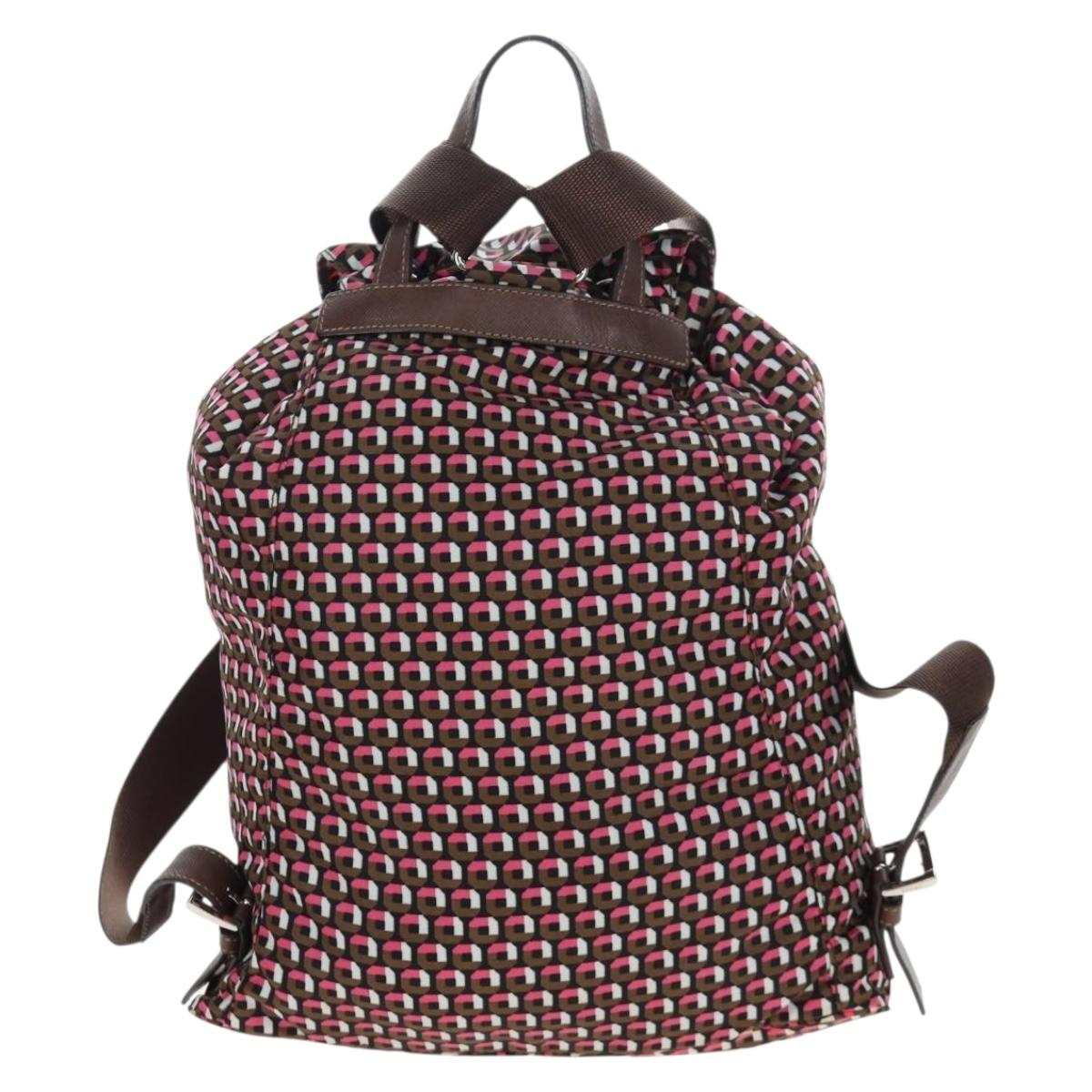 PRADA Backpack Nylon Pink Brown Auth 199345V