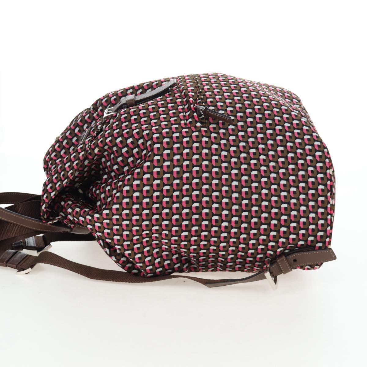 PRADA Backpack Nylon Pink Brown Auth 199345V