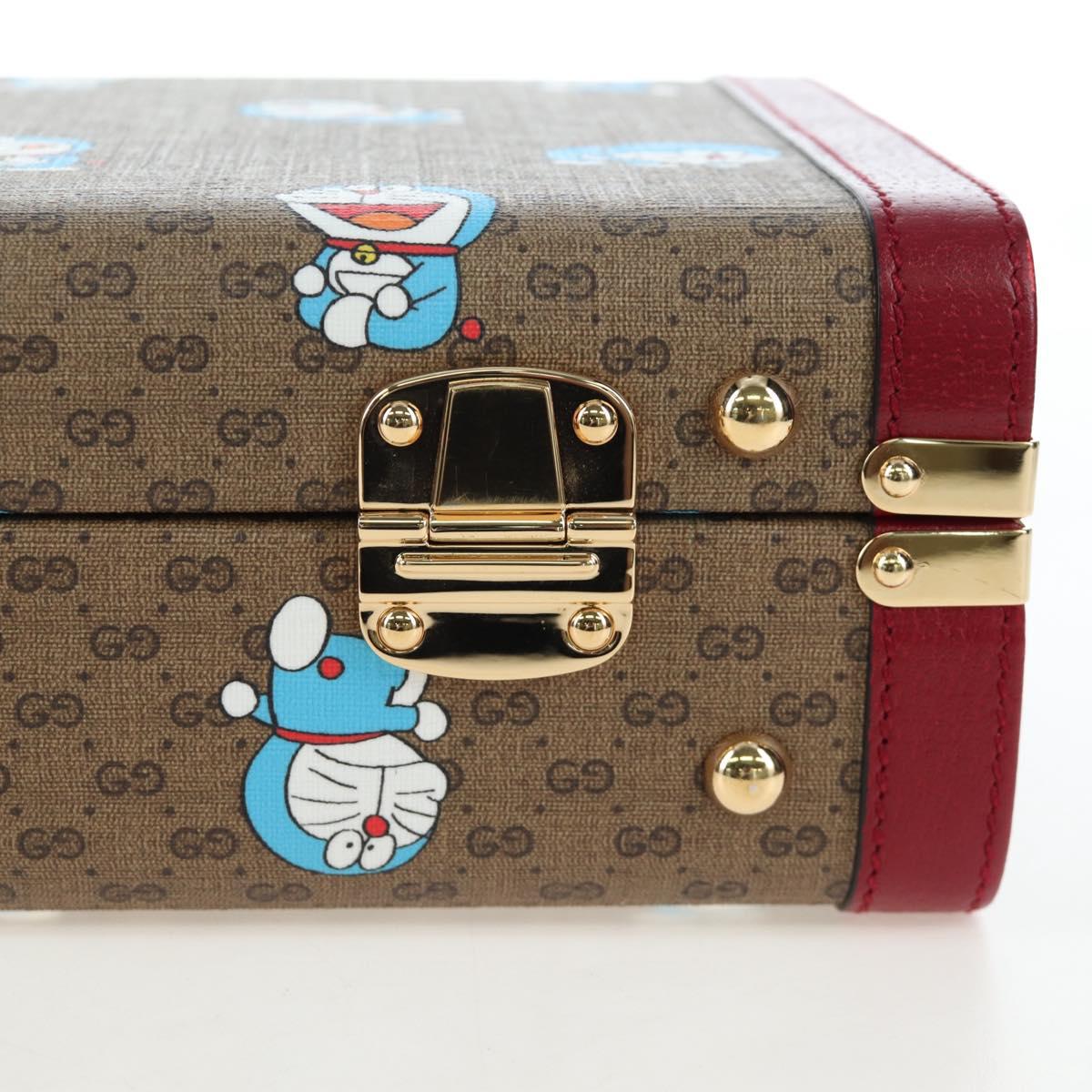 GUCCI Micro GG Supreme Doraemon Hand Bag PVC 2way Brown 633587 Auth 199346SM