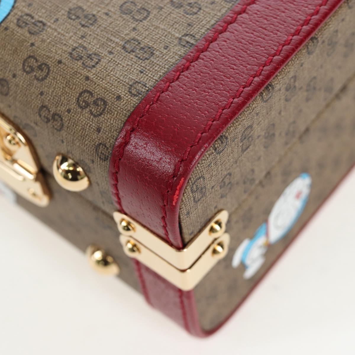 GUCCI Micro GG Supreme Doraemon Hand Bag PVC 2way Brown 633587 Auth 199346SM