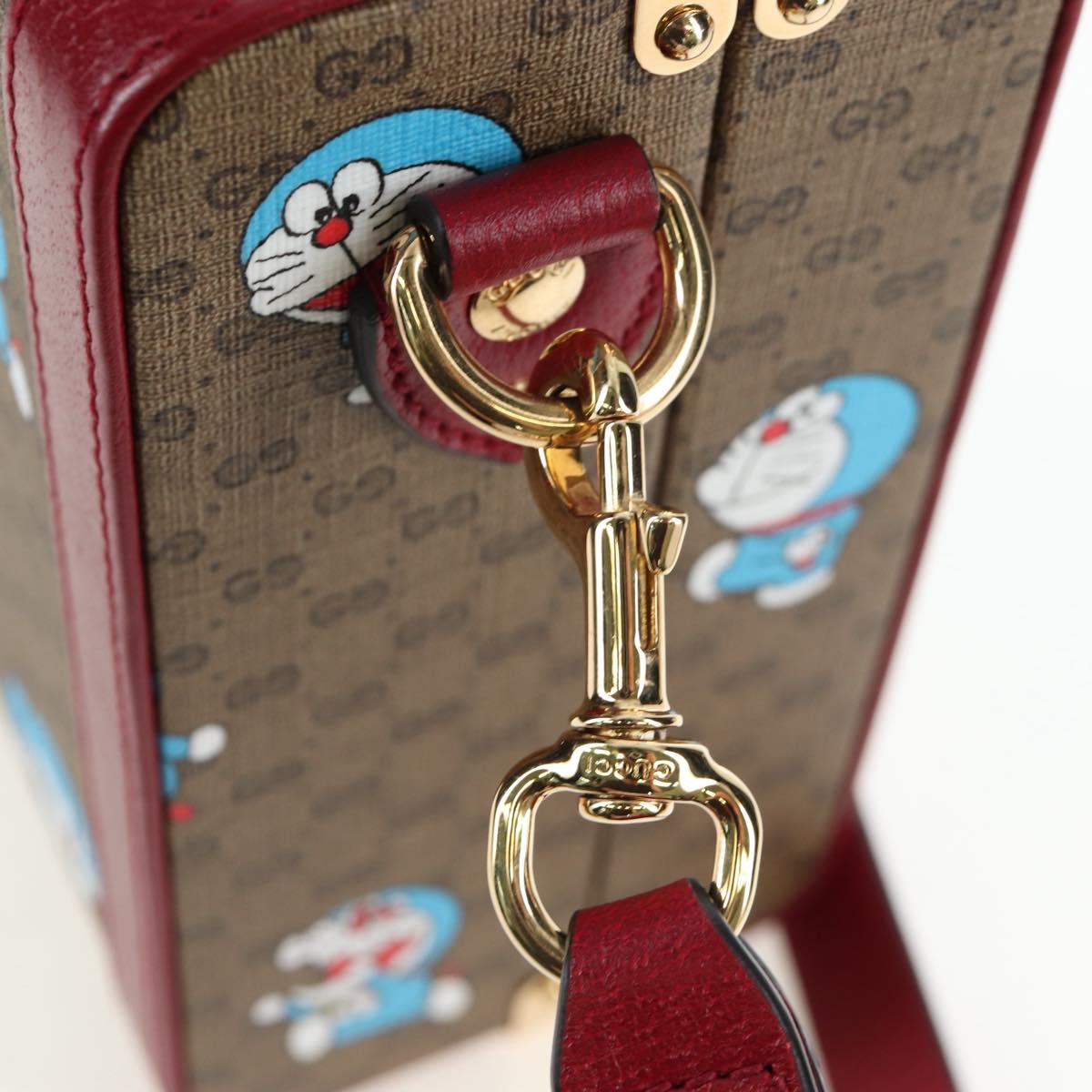 GUCCI Micro GG Supreme Doraemon Hand Bag PVC 2way Brown 633587 Auth 199346SM