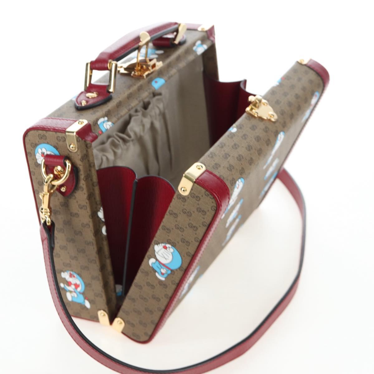 GUCCI Micro GG Supreme Doraemon Hand Bag PVC 2way Brown 633587 Auth 199346SM