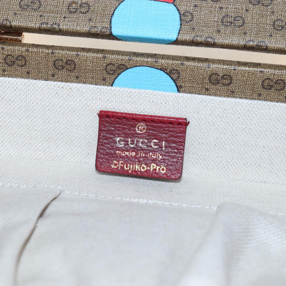 GUCCI Micro GG Supreme Doraemon Hand Bag PVC 2way Brown 633587 Auth 199346SM