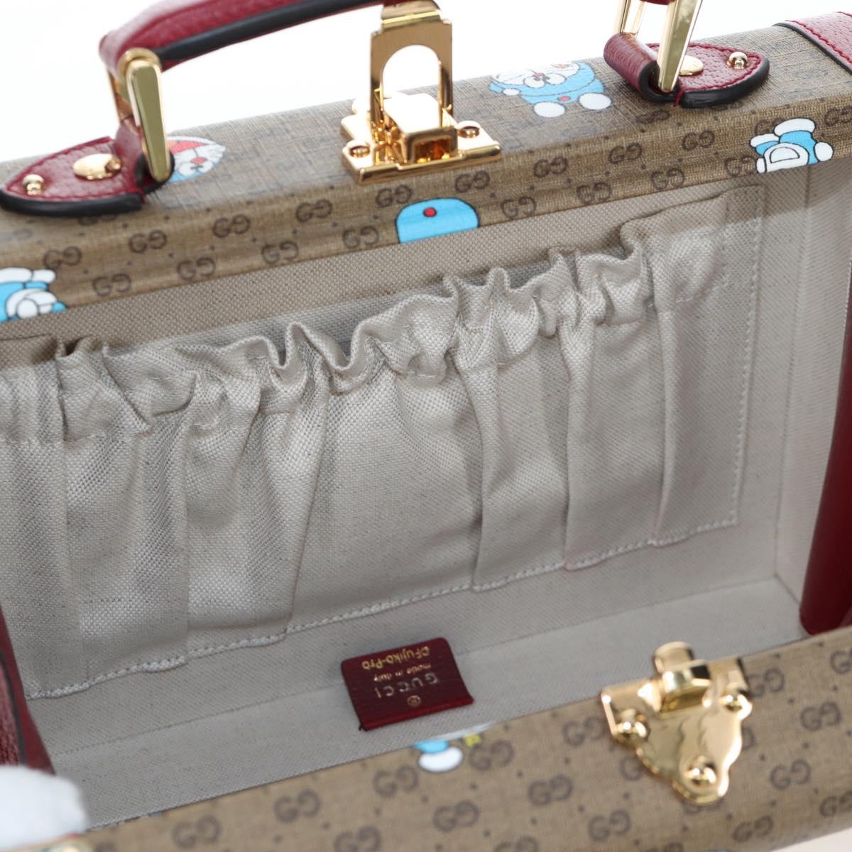 GUCCI Micro GG Supreme Doraemon Hand Bag PVC 2way Brown 633587 Auth 199346SM