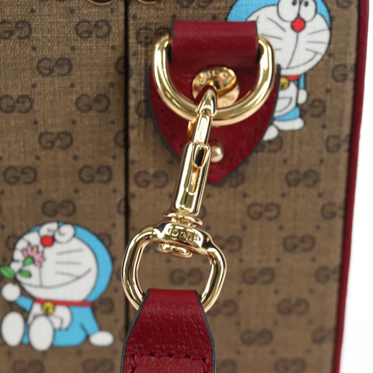 GUCCI Micro GG Supreme Doraemon Hand Bag PVC 2way Beige 633587 Auth 199347SM