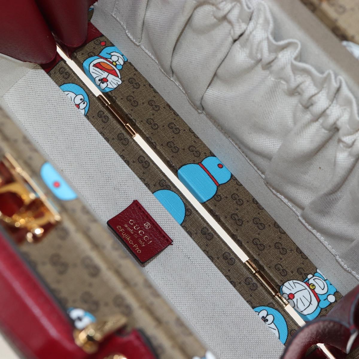 GUCCI Micro GG Supreme Doraemon Hand Bag PVC 2way Beige 633587 Auth 199347SM