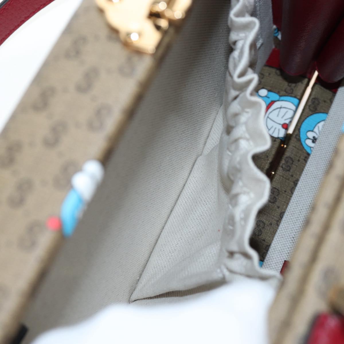 GUCCI Micro GG Supreme Doraemon Hand Bag PVC 2way Beige 633587 Auth 199347SM