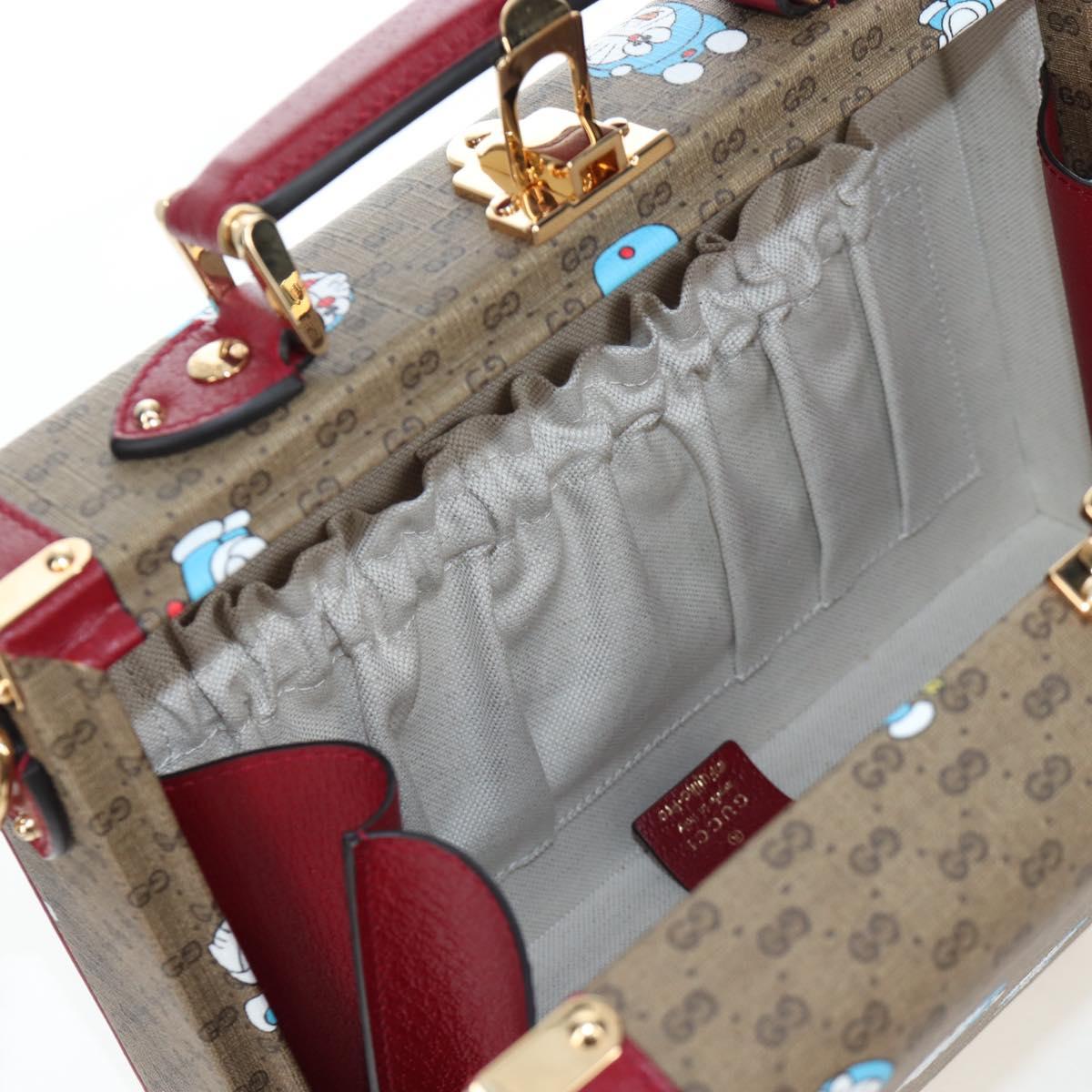 GUCCI Micro GG Supreme Doraemon Hand Bag PVC 2way Beige 633587 Auth 199347SM