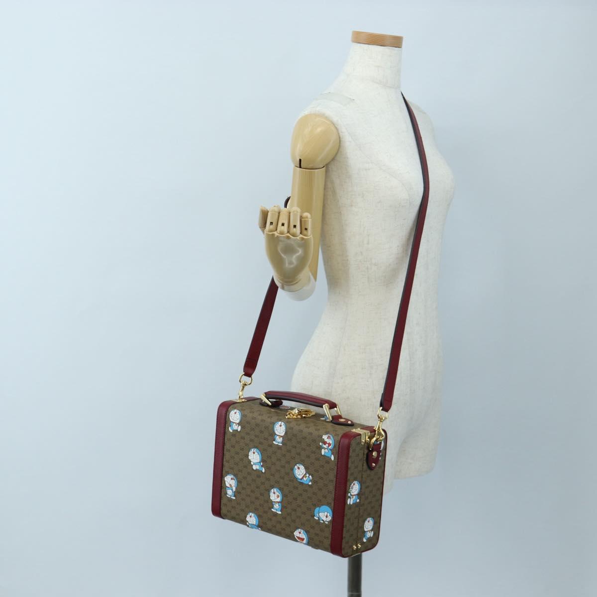 GUCCI Micro GG Supreme Doraemon Hand Bag PVC 2way Beige 633587 Auth 199347SM