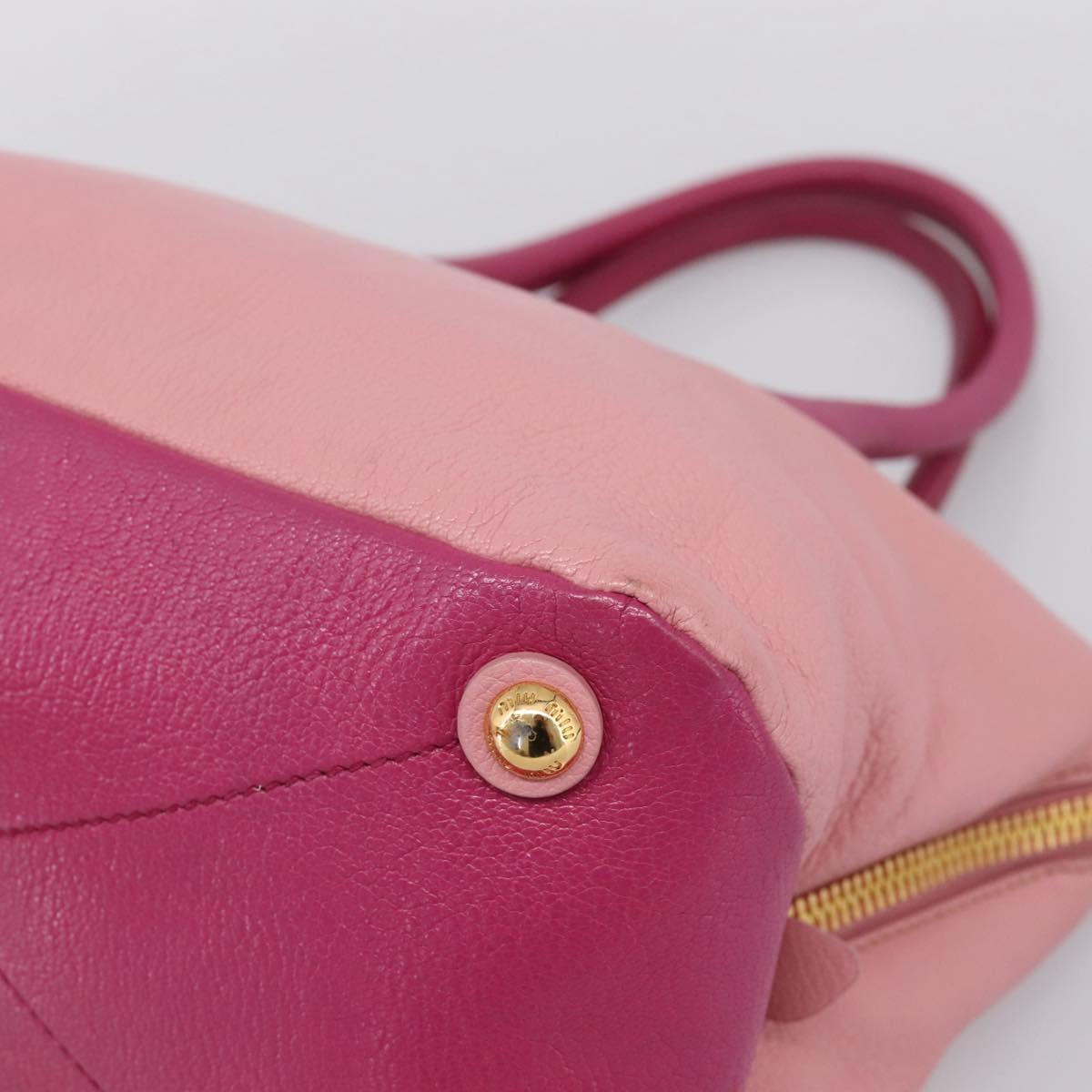 Miu Miu Tote Bag Leather Pink Gold Tone Auth 199349V