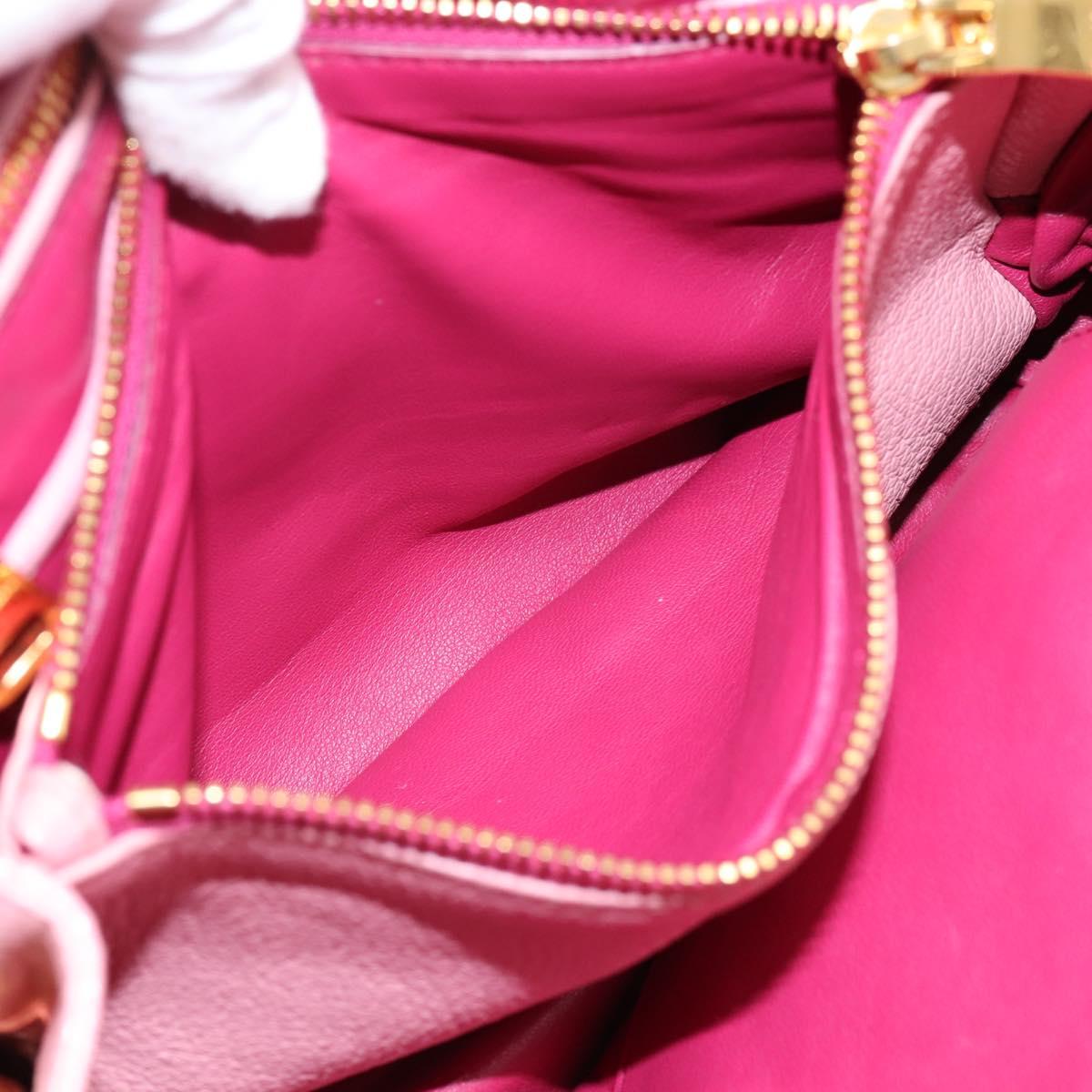 Miu Miu Tote Bag Leather Pink Gold Tone Auth 199349V