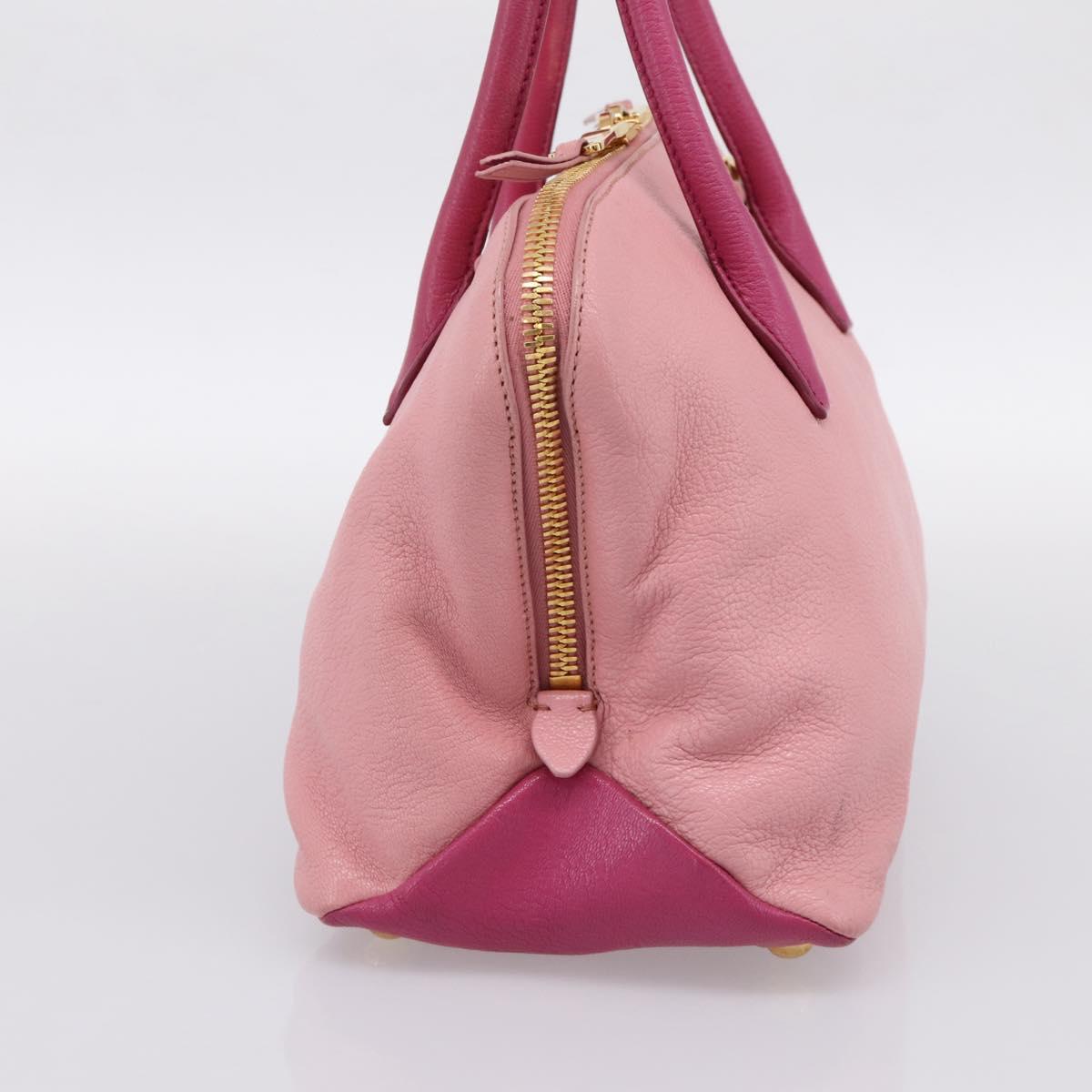 Miu Miu Tote Bag Leather Pink Gold Tone Auth 199349V