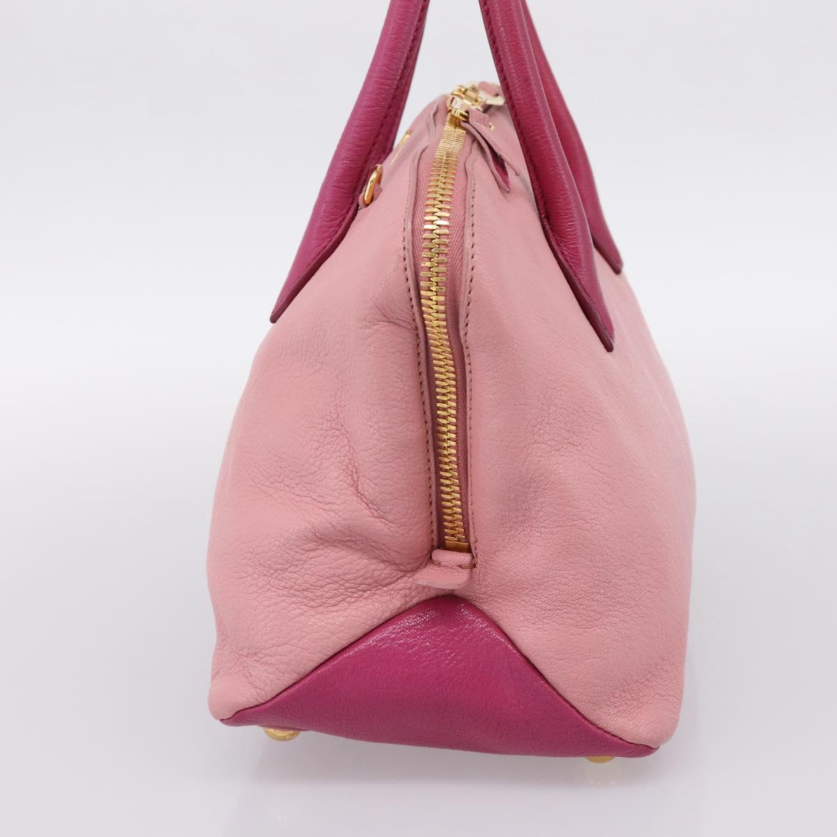 Miu Miu Tote Bag Leather Pink Gold Tone Auth 199349V