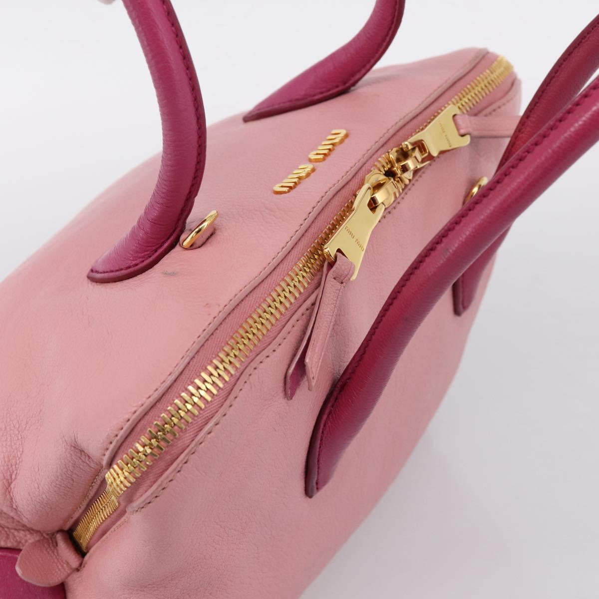 Miu Miu Tote Bag Leather Pink Gold Tone Auth 199349V