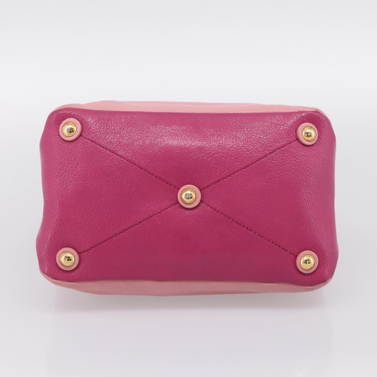 Miu Miu Tote Bag Leather Pink Gold Tone Auth 199349V
