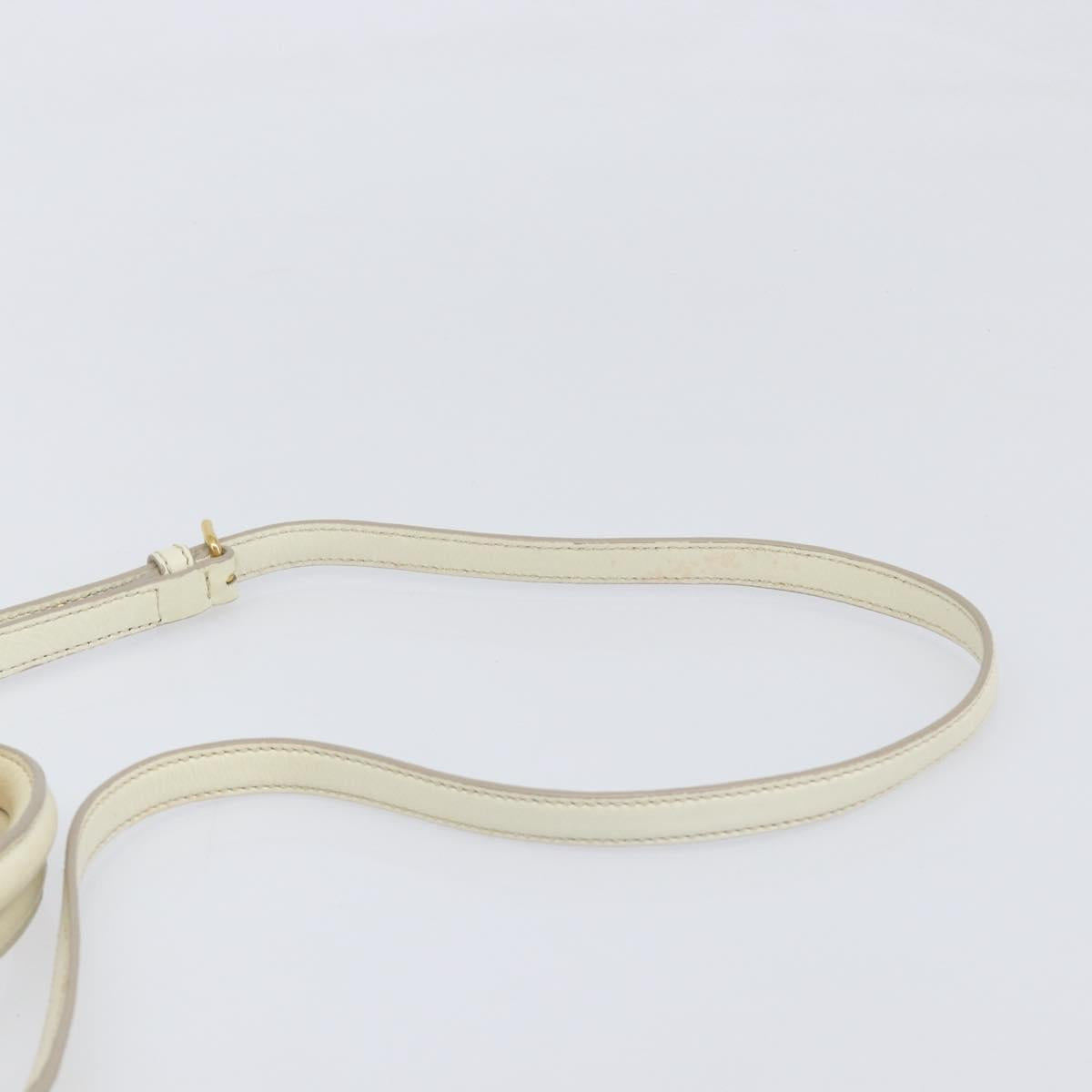 Miu Miu Vitter Shine Hand Bag Leather 2way Beige Gold Tone Auth 199350