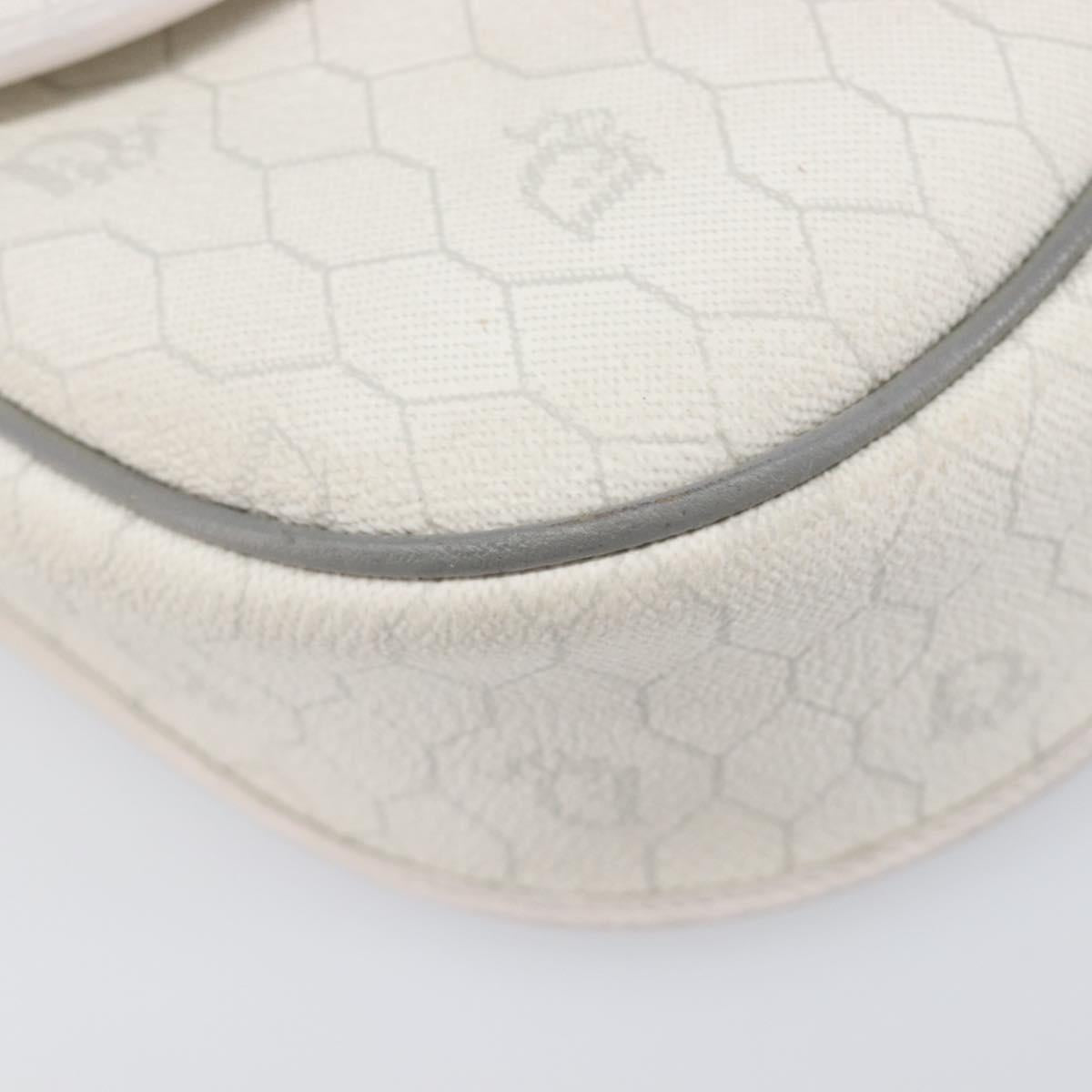 Christian Dior Honeycomb Shoulder Bag PVC Leather White Gold Tone Auth 199351