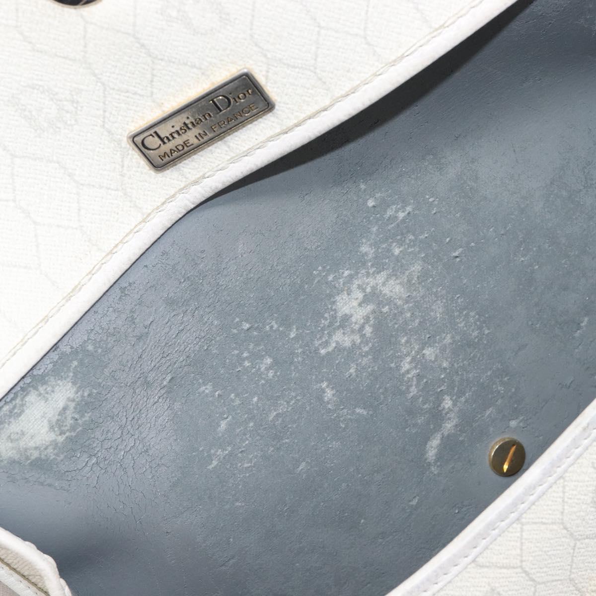 Christian Dior Honeycomb Shoulder Bag PVC Leather White Gold Tone Auth 199351