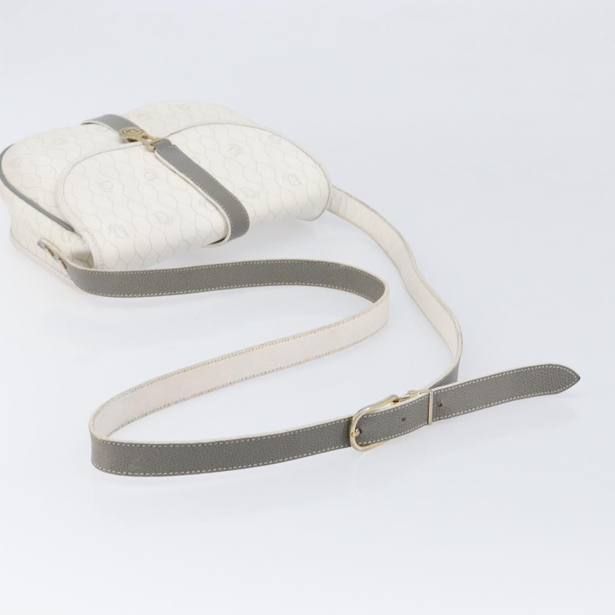 Christian Dior Honeycomb Shoulder Bag PVC Leather White Gold Tone Auth 199351