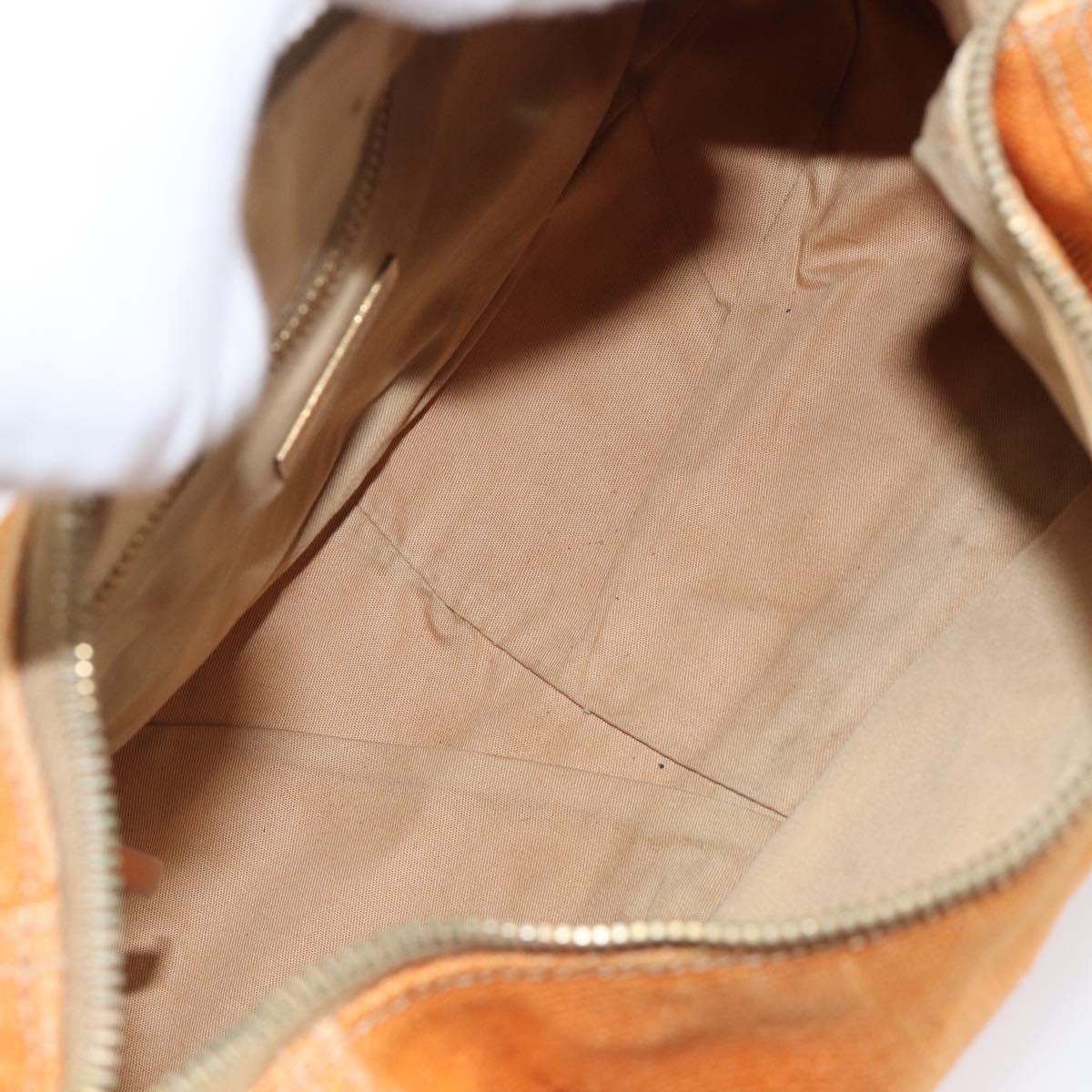 Miu Miu Shoulder Bag Canvas Orange Gold Tone Auth 199352