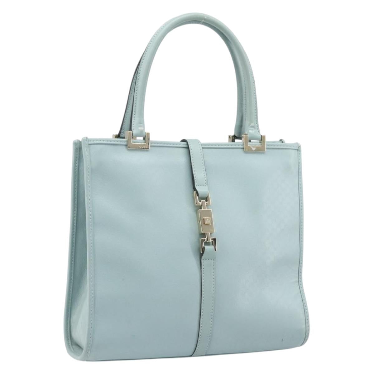 GUCCI Micro GG Jackie Hand Bag PVC Light Blue Gold Tone 002 1065 Auth 199353A