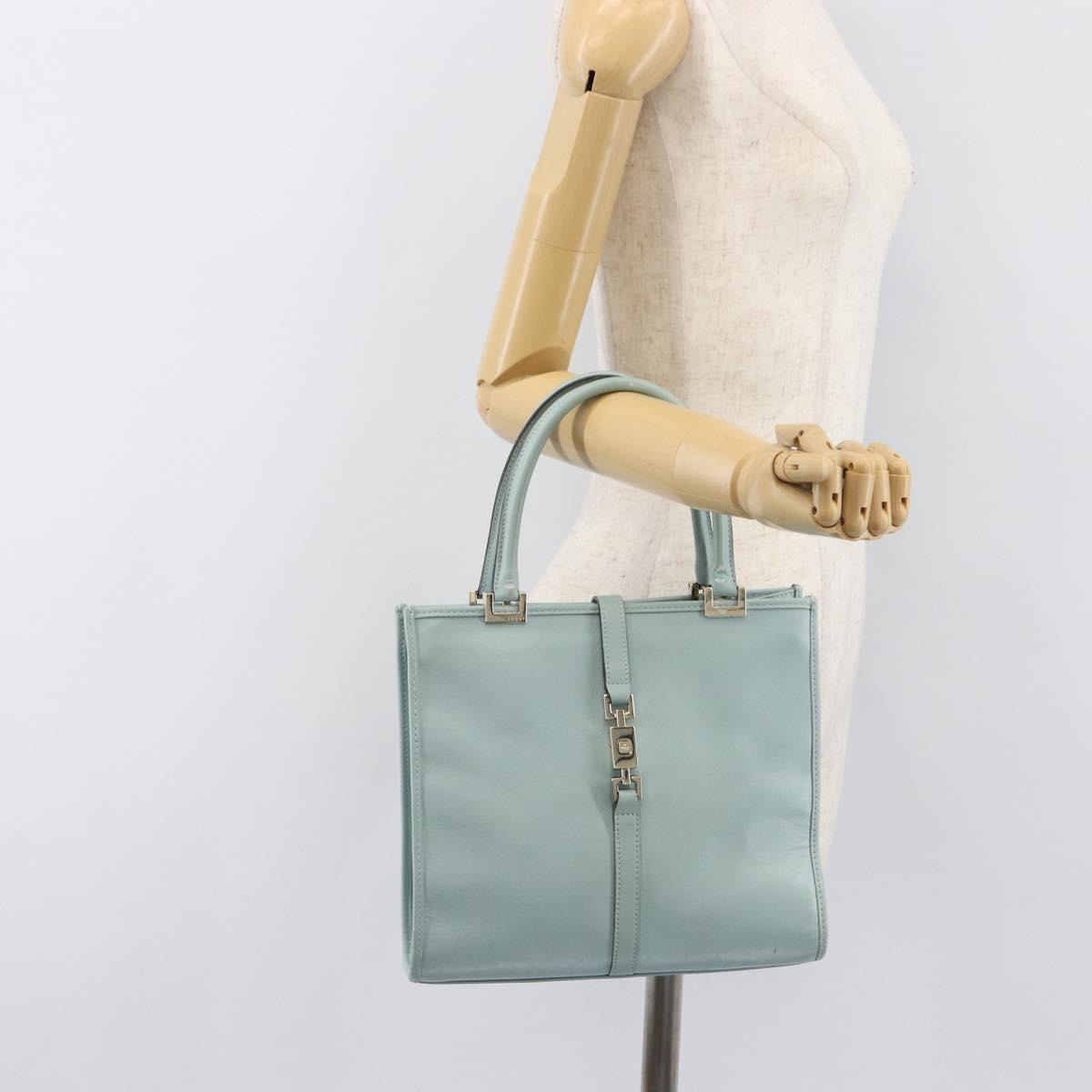 GUCCI Micro GG Jackie Hand Bag PVC Light Blue Gold Tone 002 1065 Auth 199353A