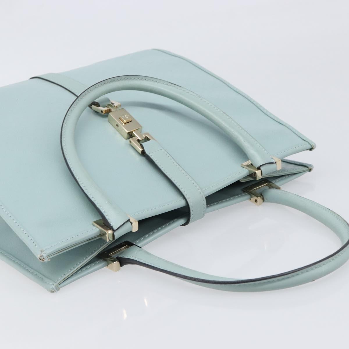 GUCCI Micro GG Jackie Hand Bag PVC Light Blue Gold Tone 002 1065 Auth 199353A