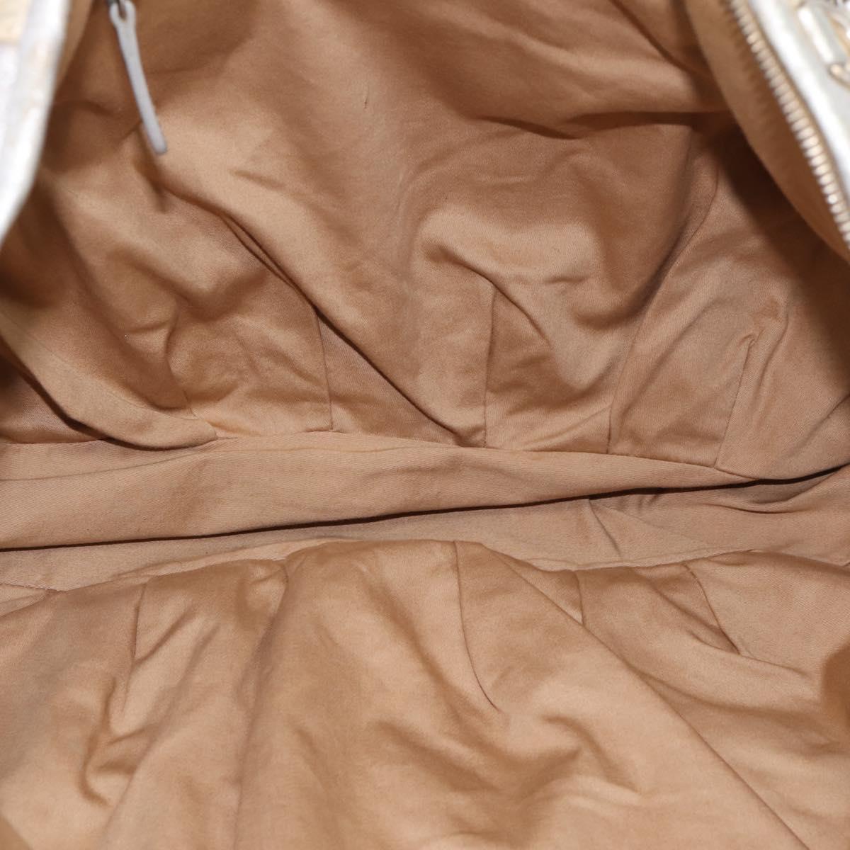 Miu Miu Tote Bag Leather Silver Gold Auth 199356A