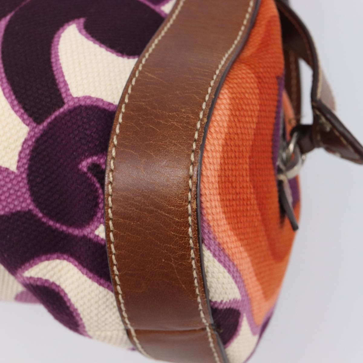 Miu Miu Hand Bag Canvas Purple Brown Auth 199357A